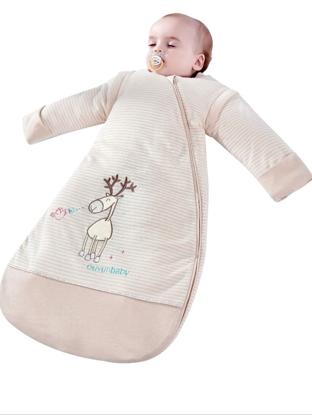 Baby Organic Sleeping Sack With Detachable Sleeve Wearable Blanket
